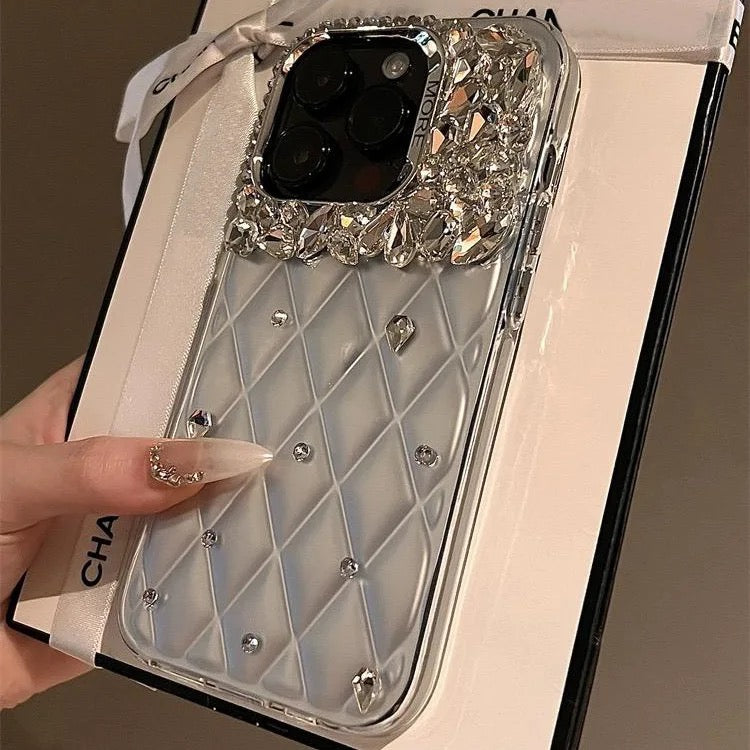 Luxury Silver 3D Diamond Studded Crystal Shining iPhone Case