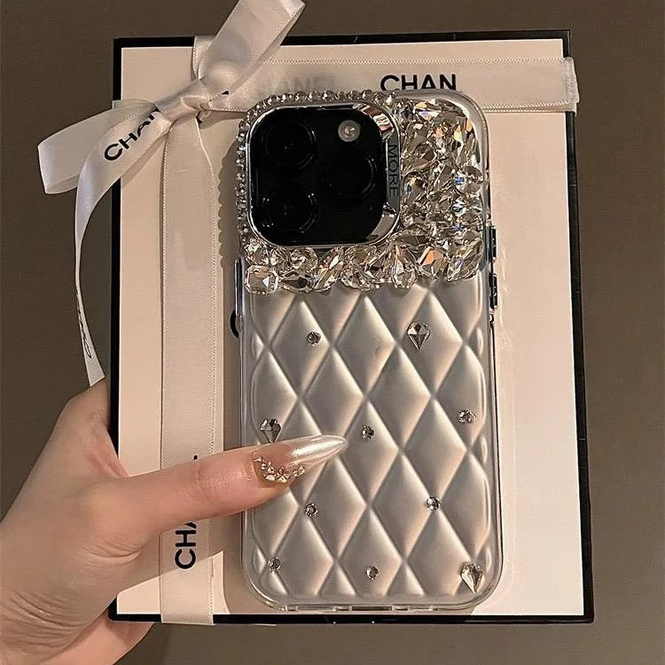 Luxury Silver 3D Diamond Studded Crystal Shining iPhone Case