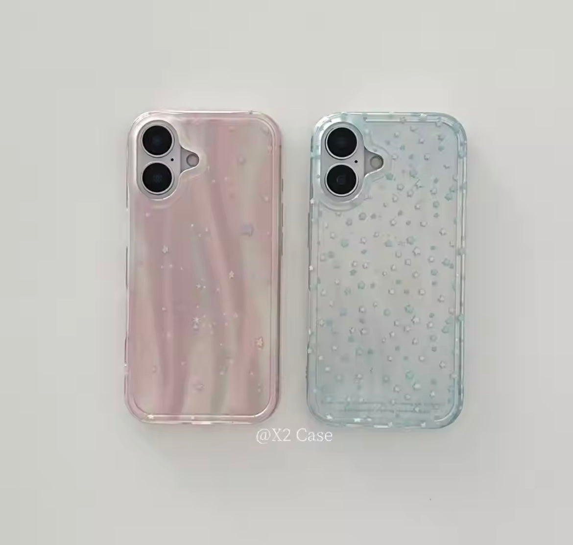 Blue Stars Glossy Shaded Silver Laser iPhone Case