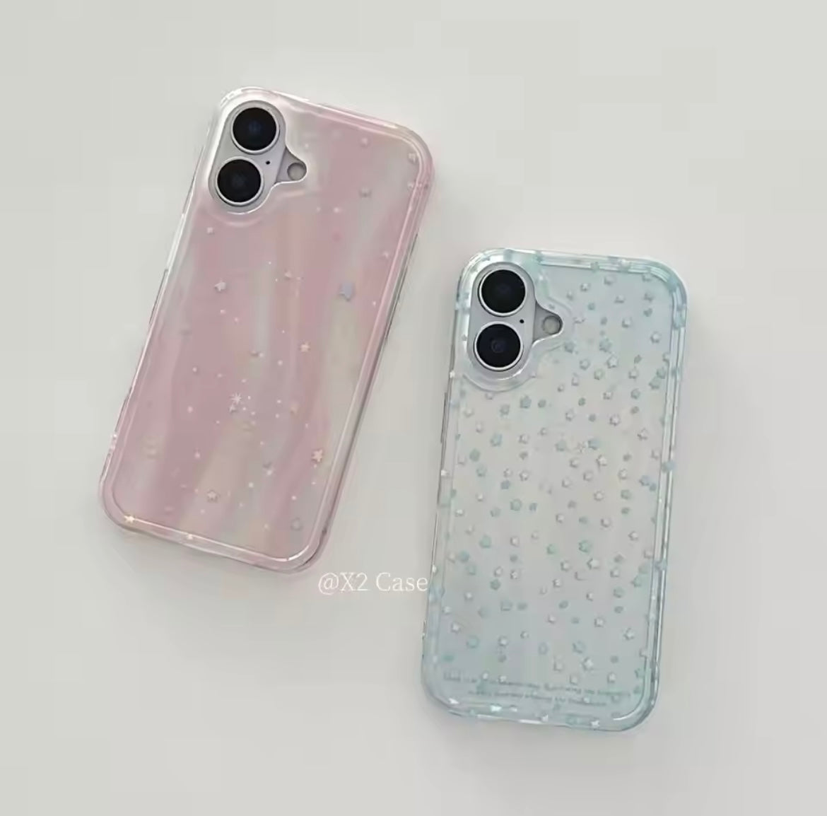 Blue Stars Glossy Shaded Silver Laser iPhone Case
