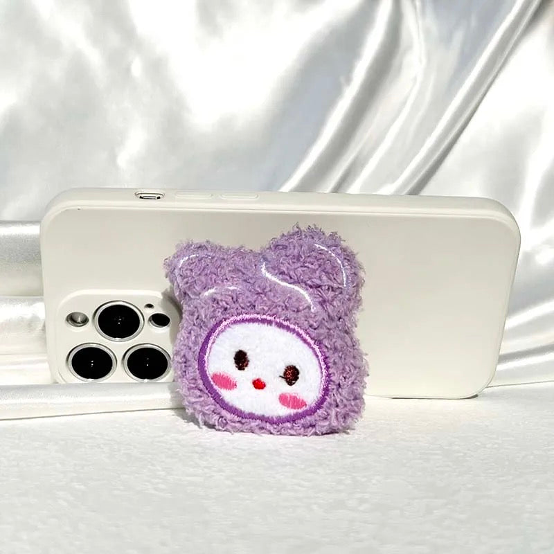 Fabric Fur Plush Purple 3D Gripper Phone Holder Bracket