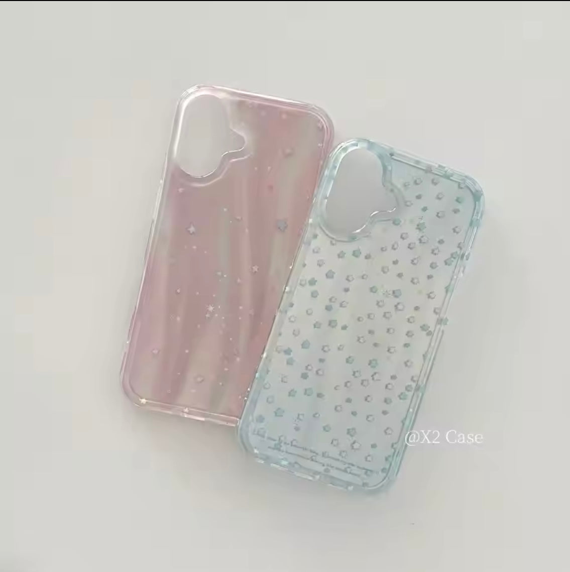 Blue Stars Glossy Shaded Silver Laser iPhone Case