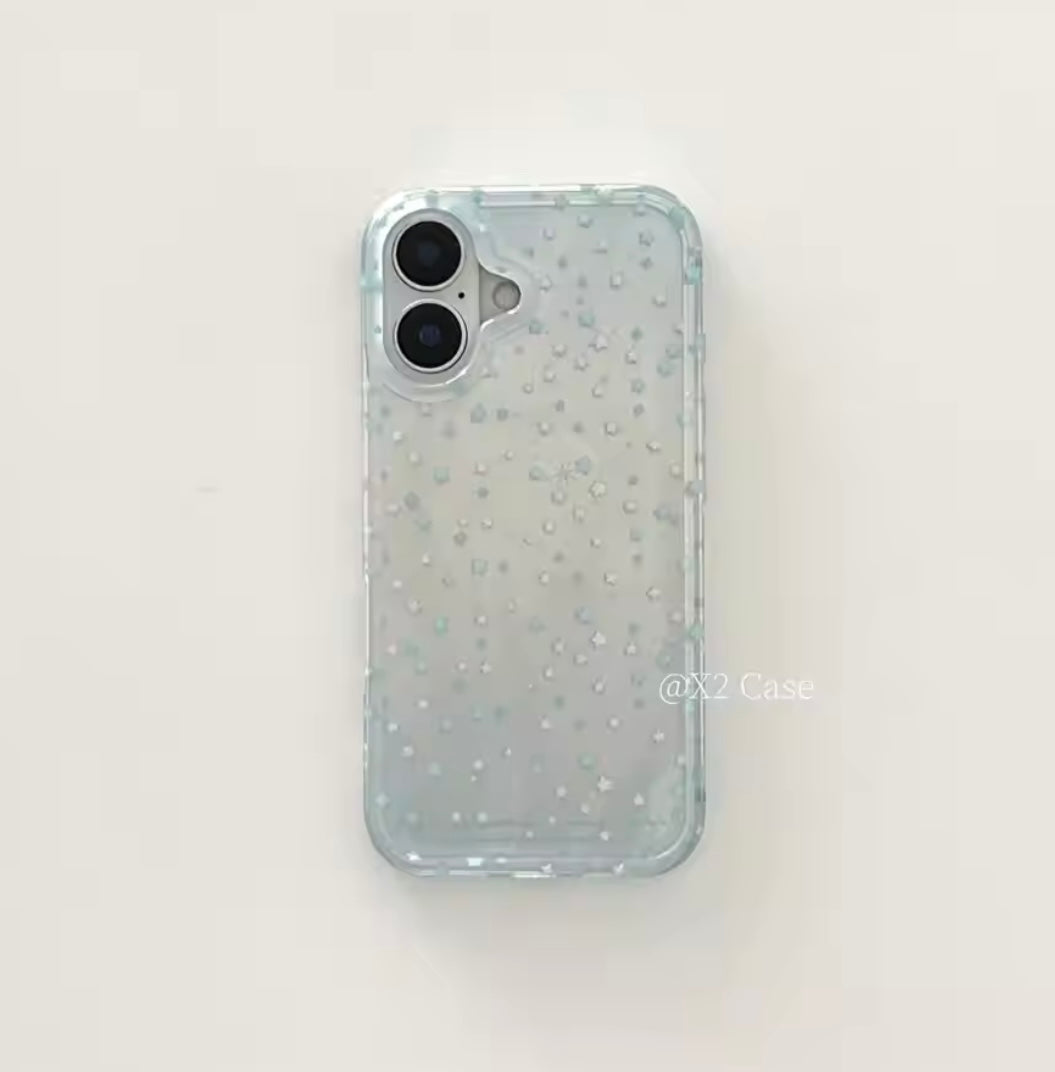 Blue Stars Glossy Shaded Silver Laser iPhone Case