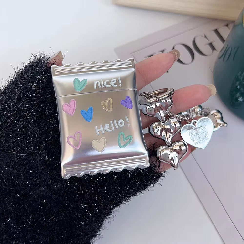 3D Nice Hello Silver Electroplated Airpod Case With Hanging