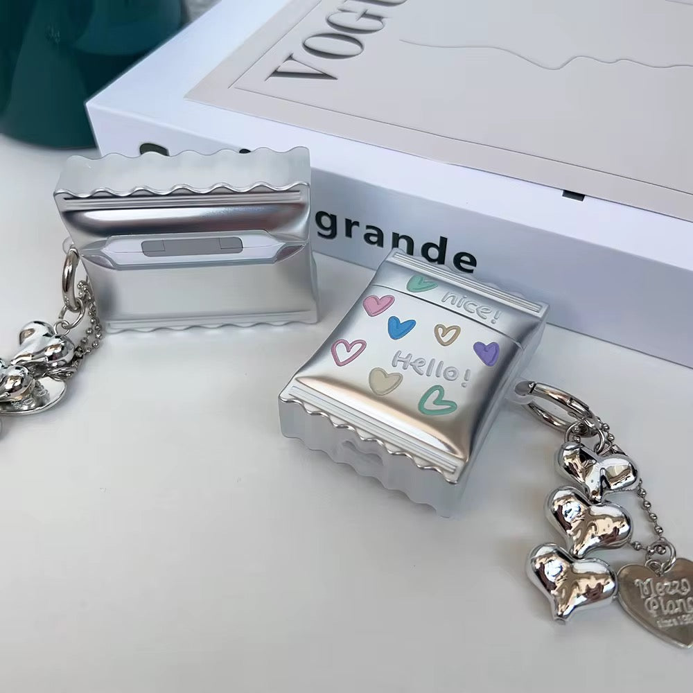 3D Nice Hello Silver Electroplated Airpod Case With Hanging