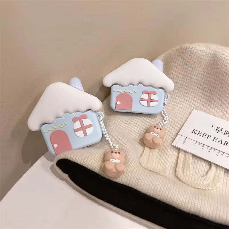 3D House Rubber Silicone Cute Airpod Case With Hanging