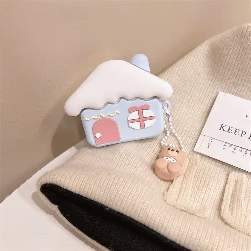 3D House Rubber Silicone Cute Airpod Case With Hanging
