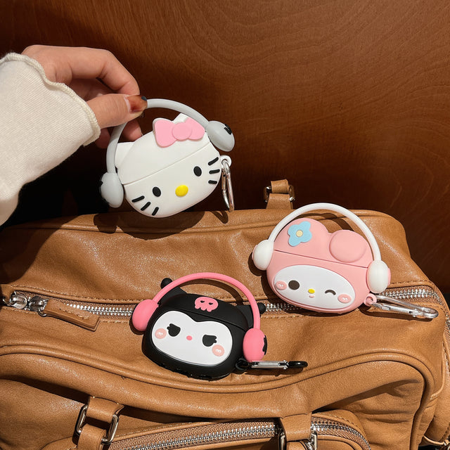 3D Cute Melody Cartoon Rubber Silicone Airpod Case With Ring Hanging