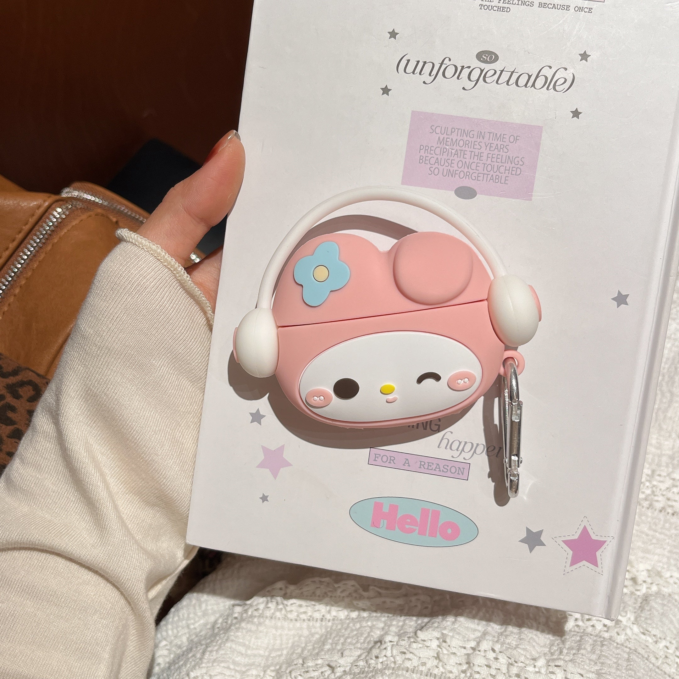 3D Cute Melody Cartoon Rubber Silicone Airpod Case With Ring Hanging
