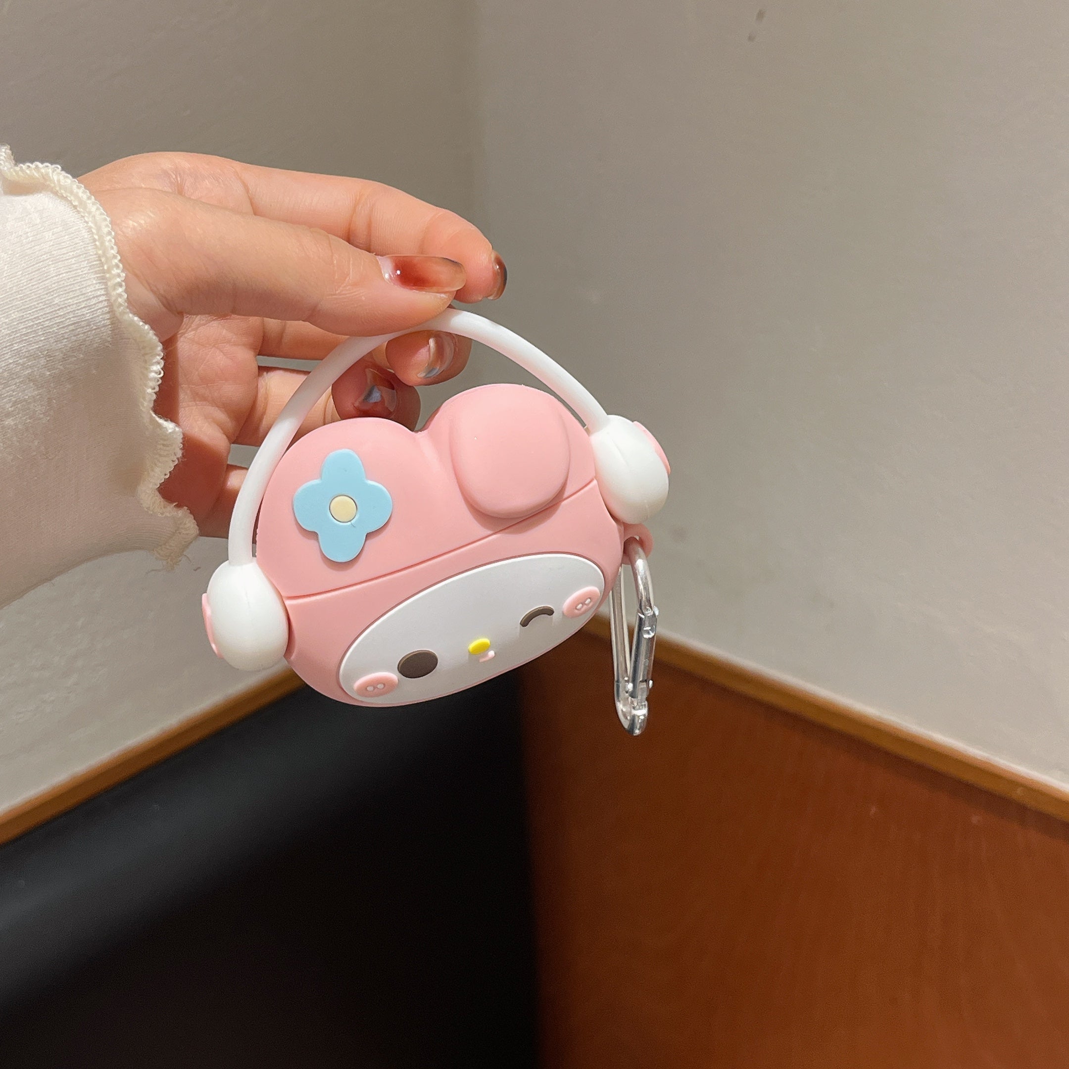 3D Cute Melody Cartoon Rubber Silicone Airpod Case With Ring Hanging