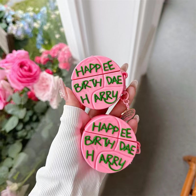 3D Harry Potter Birthday Cake Rubber Silicone Airpod Case With Hanging