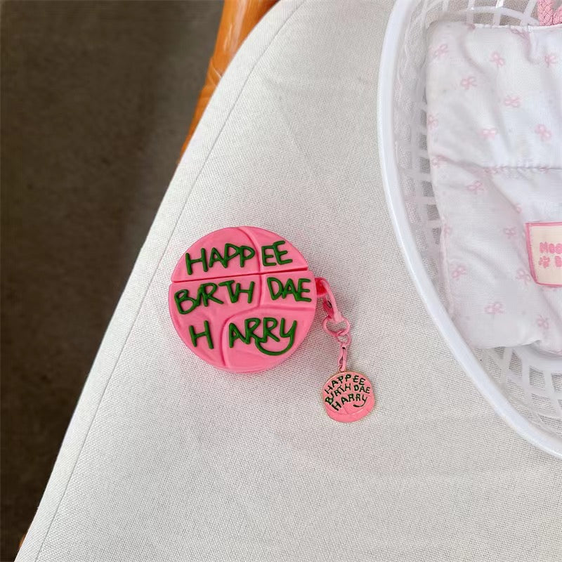3D Harry Potter Birthday Cake Rubber Silicone Airpod Case With Hanging