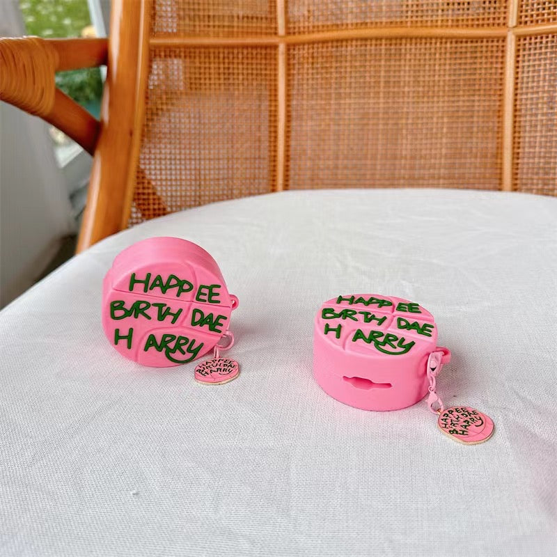 3D Harry Potter Birthday Cake Rubber Silicone Airpod Case With Hanging