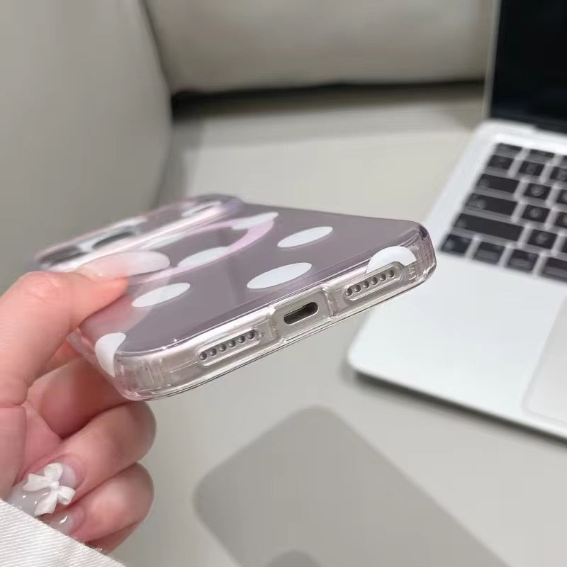 Cute Purple Polka Dots Magsafe Magnetic Pre-Order iPhone Case