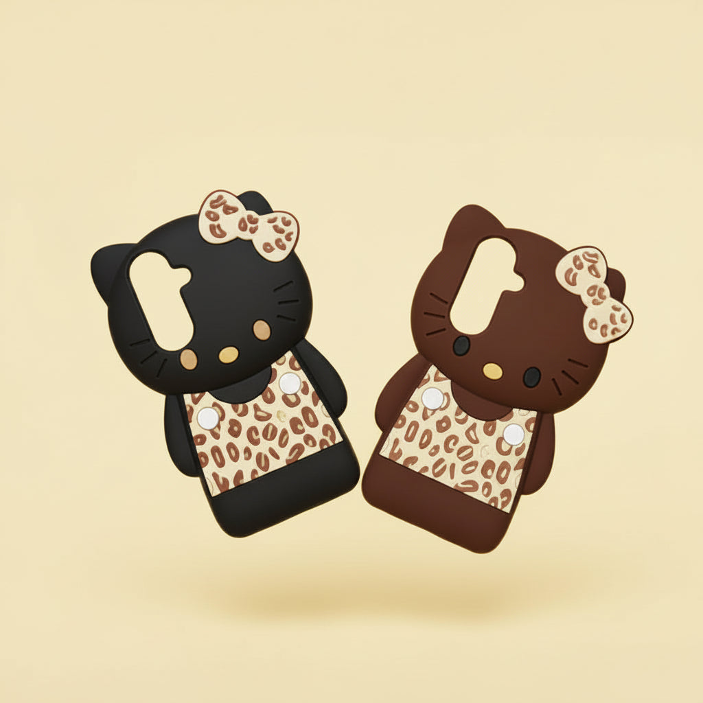 3D Hello Samsung Kitty Brown Black Leopard Dress Pre-Order Rubber Silicone Case