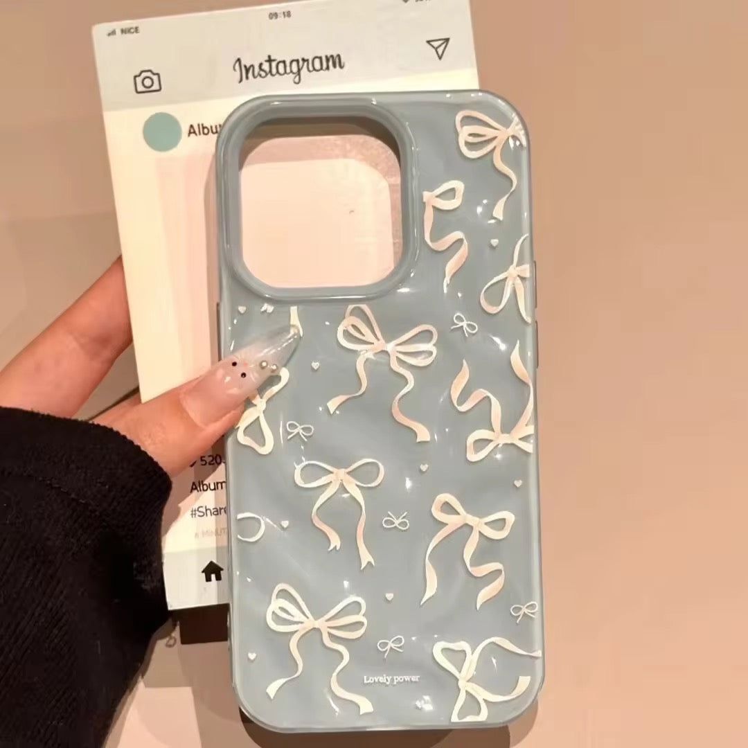 Cute Bow Wrinkle Textured Pre-Order iPhone Silicone Case