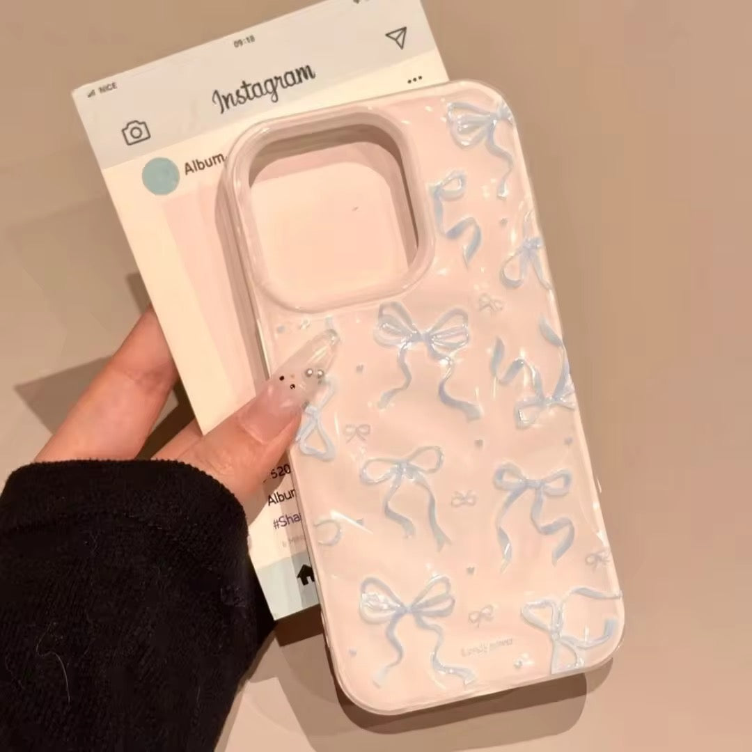 Cute Bow Wrinkle Textured Pre-Order iPhone Silicone Case
