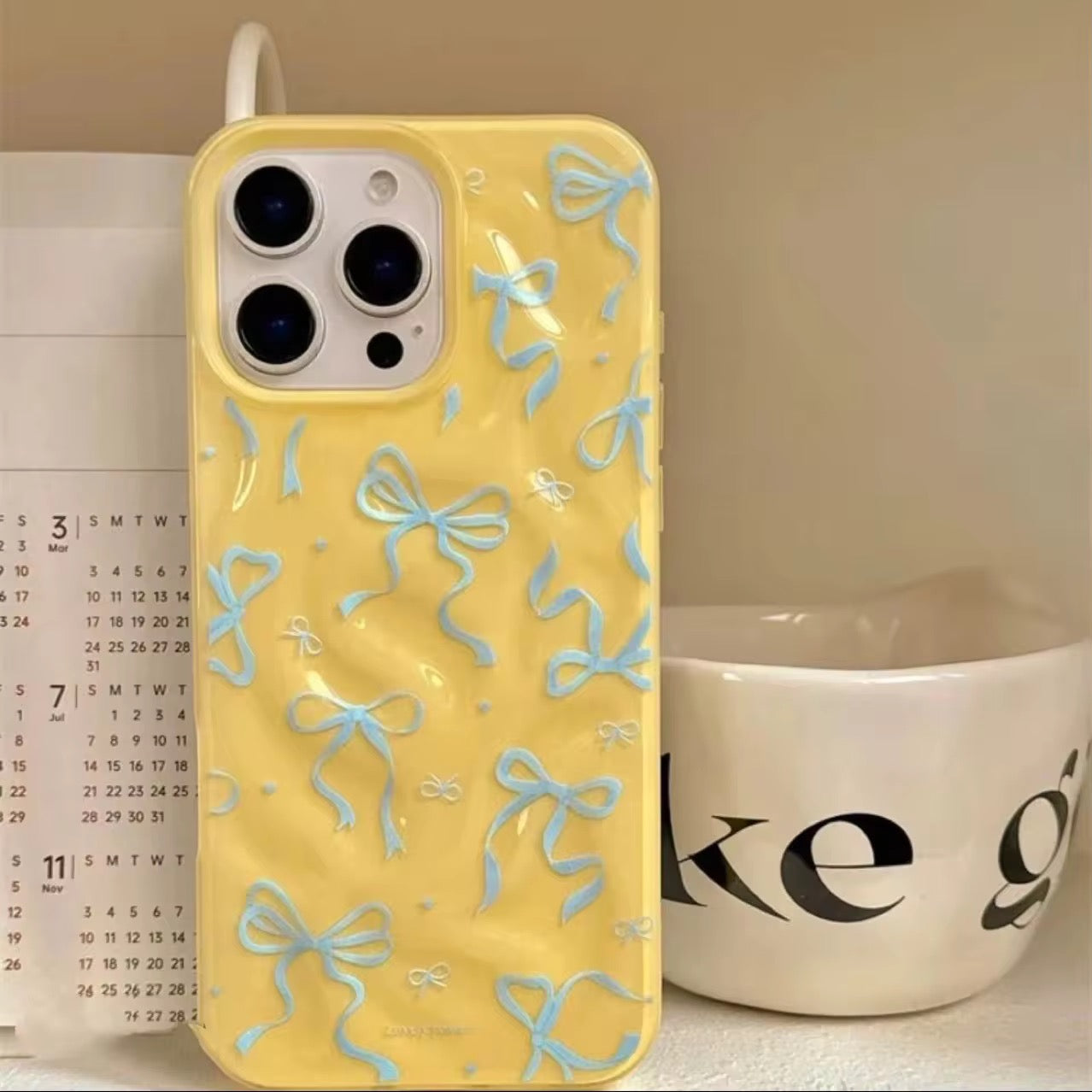 Cute Bow Wrinkle Textured Pre-Order iPhone Silicone Case