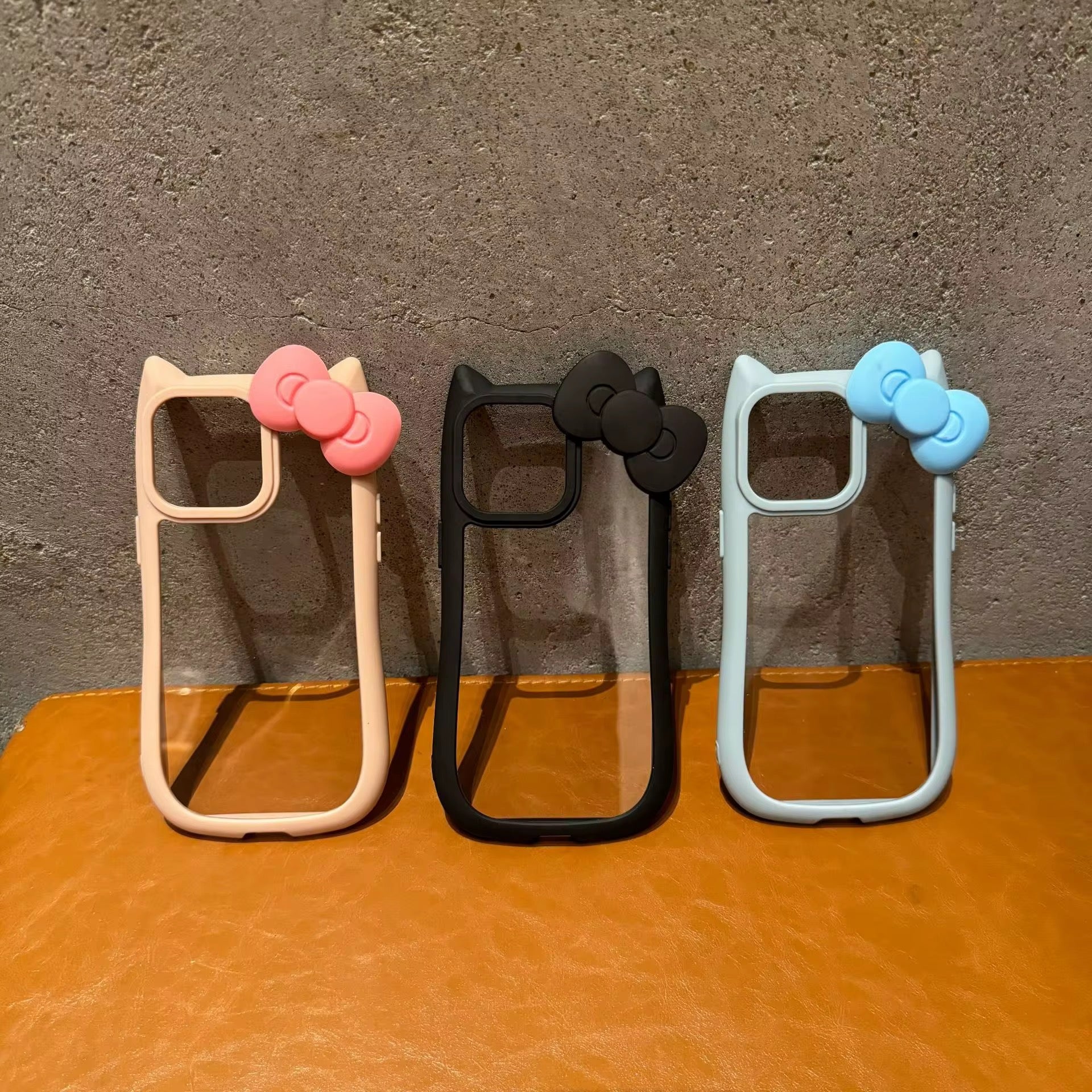 3D Bow Cat Ear Cute Clear Transparent Rubber Bumper iPhone Case