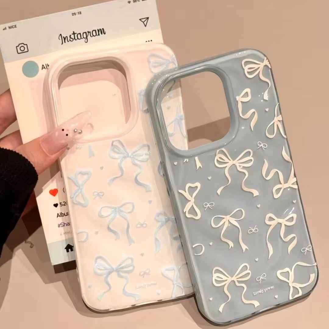 Cute Bow Wrinkle Textured Pre-Order iPhone Silicone Case