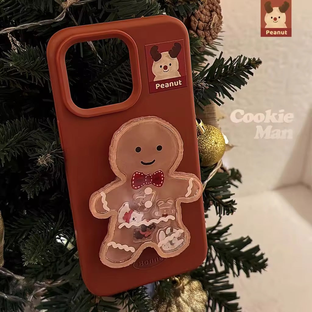 Cookie Man Gingerbread Liquid Phone Holder Christmas iPhone Rubber Silicone Case