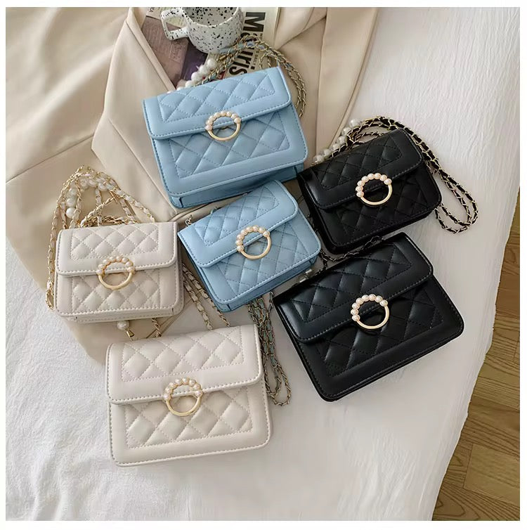 Luxe Pearl Quilted Crossbody Bag