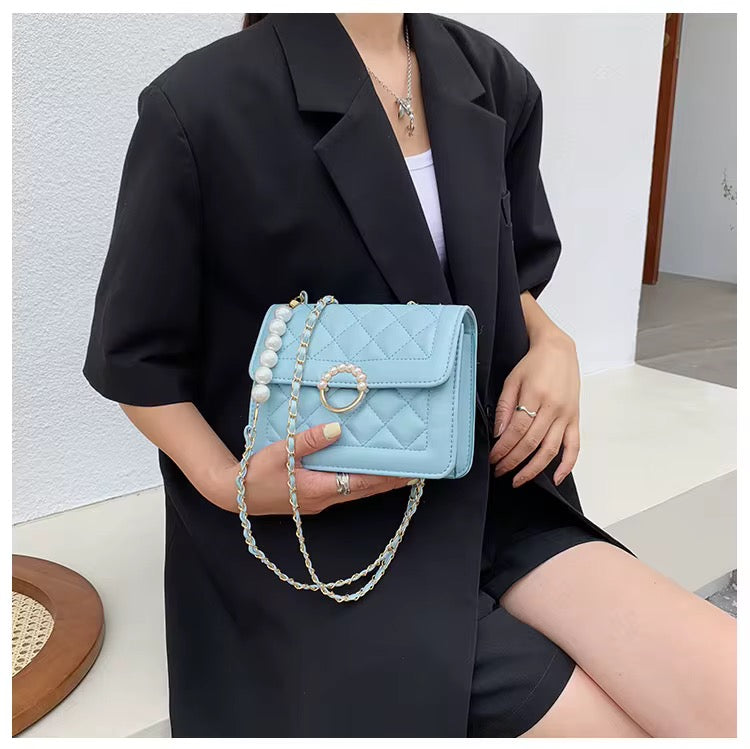 Luxe Pearl Quilted Crossbody Bag