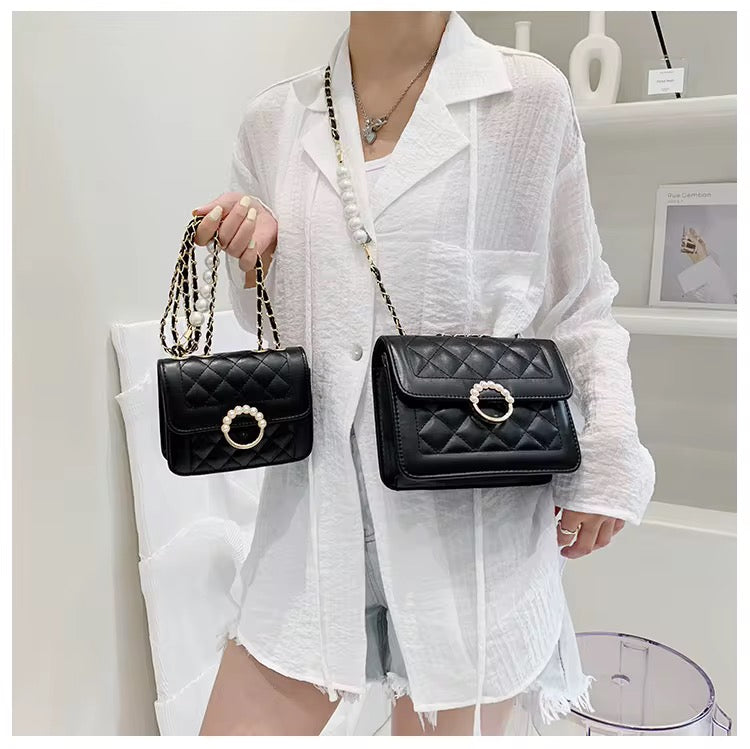 Luxe Pearl Quilted Crossbody Bag