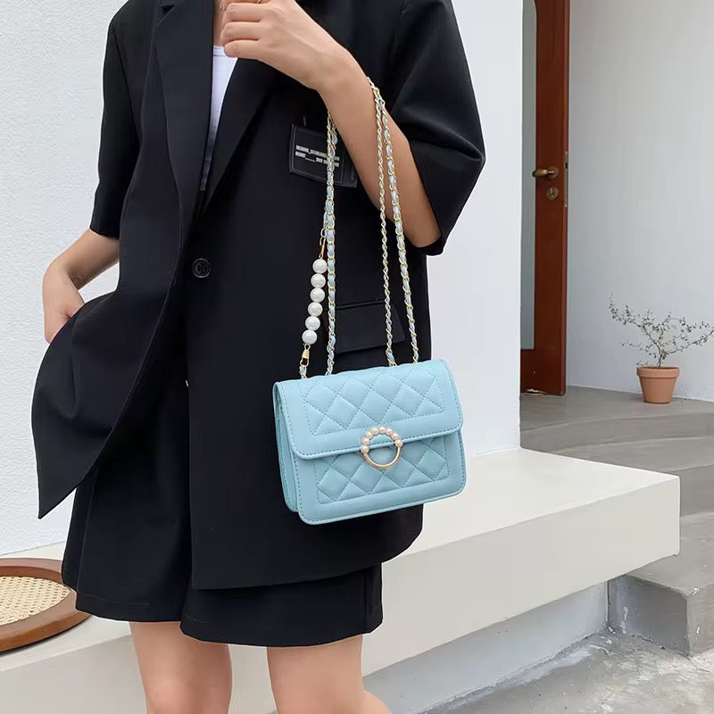 Luxe Pearl Quilted Crossbody Bag