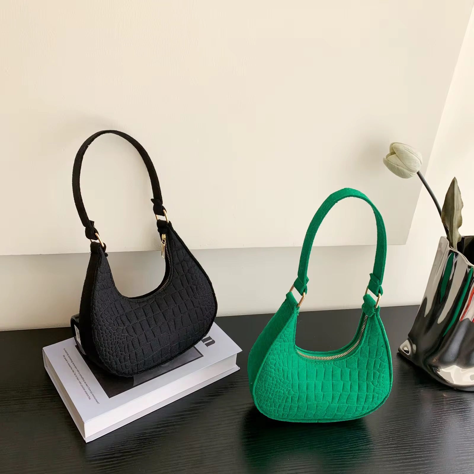 Sleek Crescent Shoulder Bag