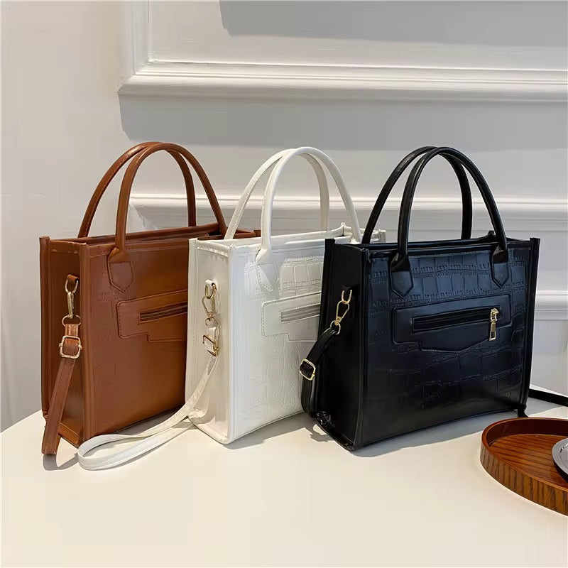 Crocodile Letaher Texture Square Tote Bag