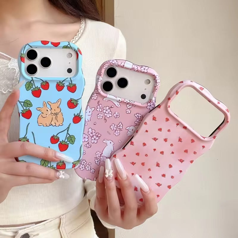 Wavy Bumper Cute Summer Floral Rabbit Protection Pre-Order iPhone Silicone Case