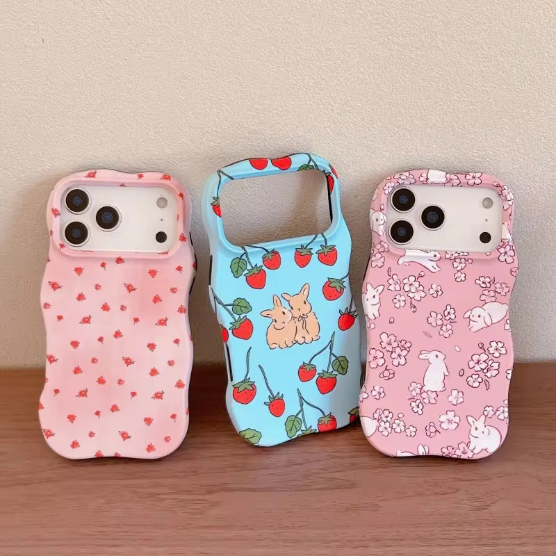 Wavy Bumper Cute Summer Floral Rabbit Protection Pre-Order iPhone Silicone Case