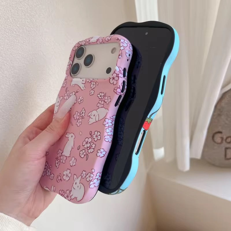 Wavy Bumper Cute Summer Floral Rabbit Protection Pre-Order iPhone Silicone Case