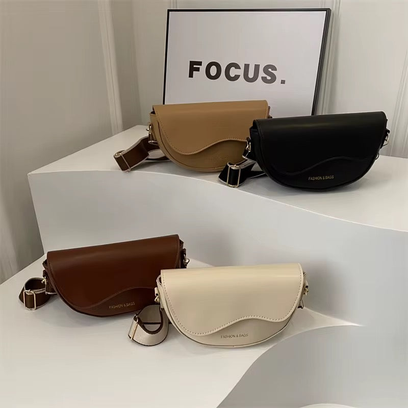 Minimalist Curve Brown Crossbody Bag