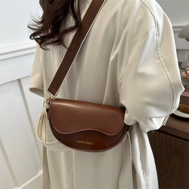 Minimalist Curve Brown Crossbody Bag