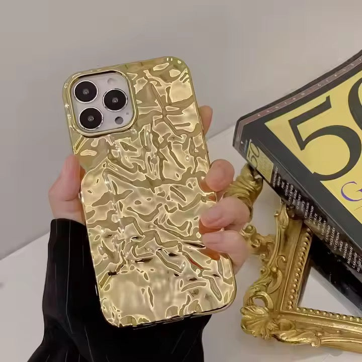 Wrinkle Golden Textured Glossy iPhone Soft Silicone Case