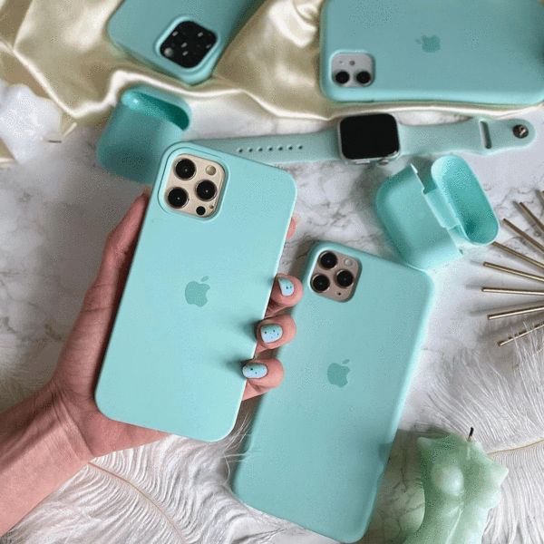 iPhone Liquid Silicone Logo Case (Ice Sea Blue)