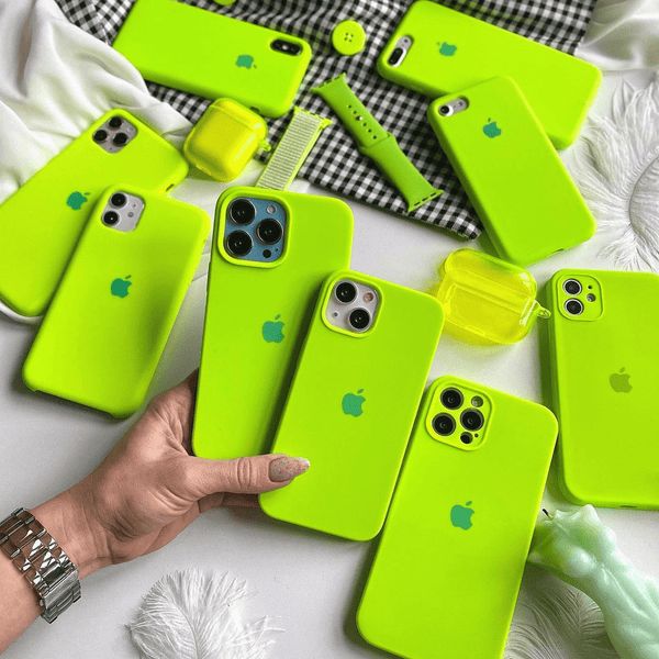 iPhone Liquid Silicone Logo Case (Neon Bright Green)
