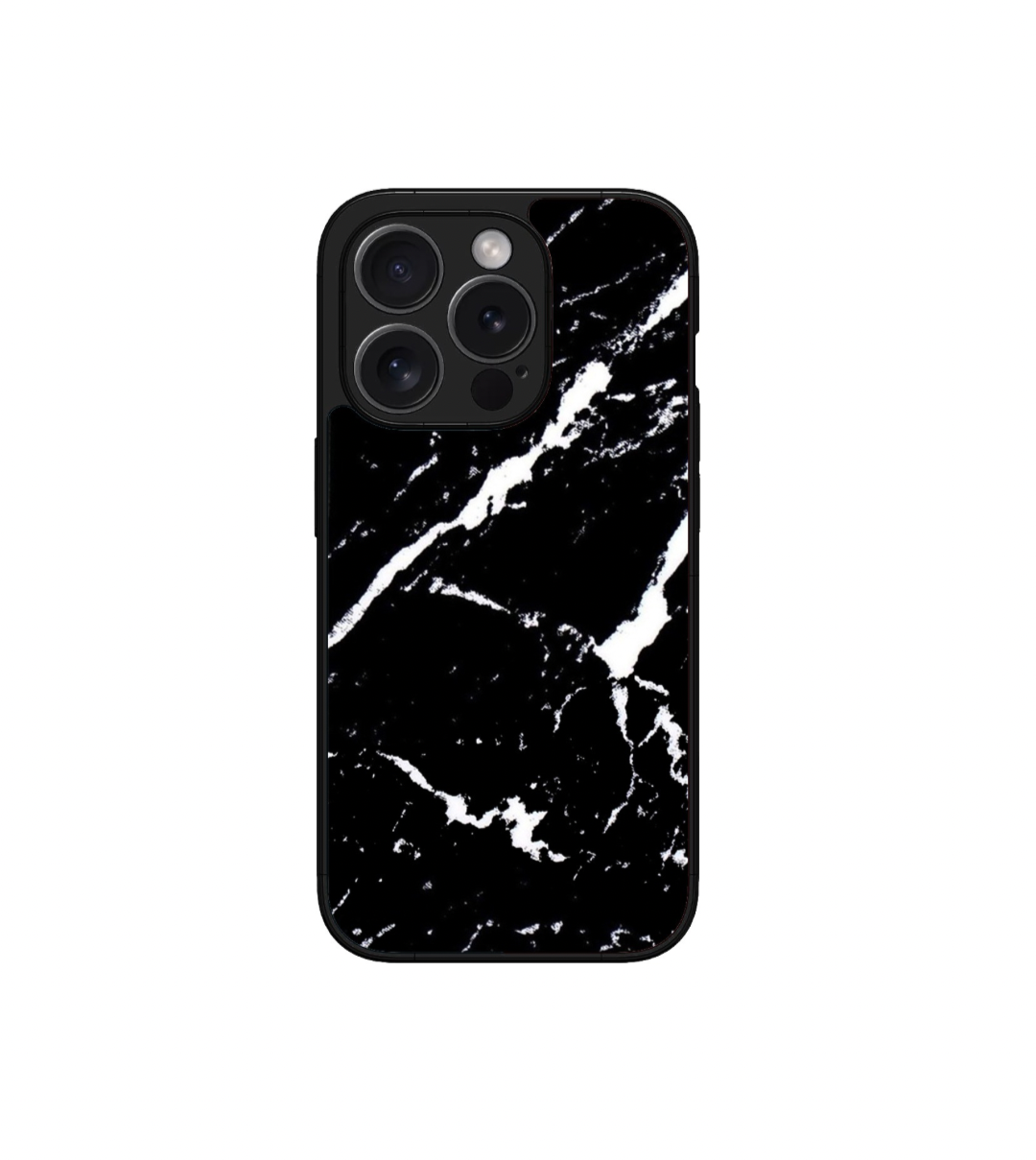 Black White Marble Custom Glossy Metal Bumper Case