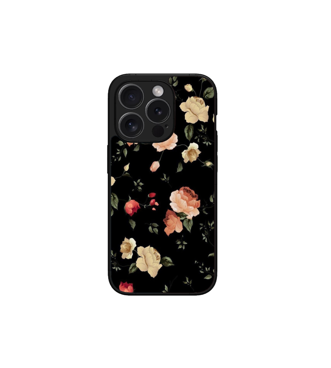 Black Floral Flowers Custom Glossy Metal Bumper Case