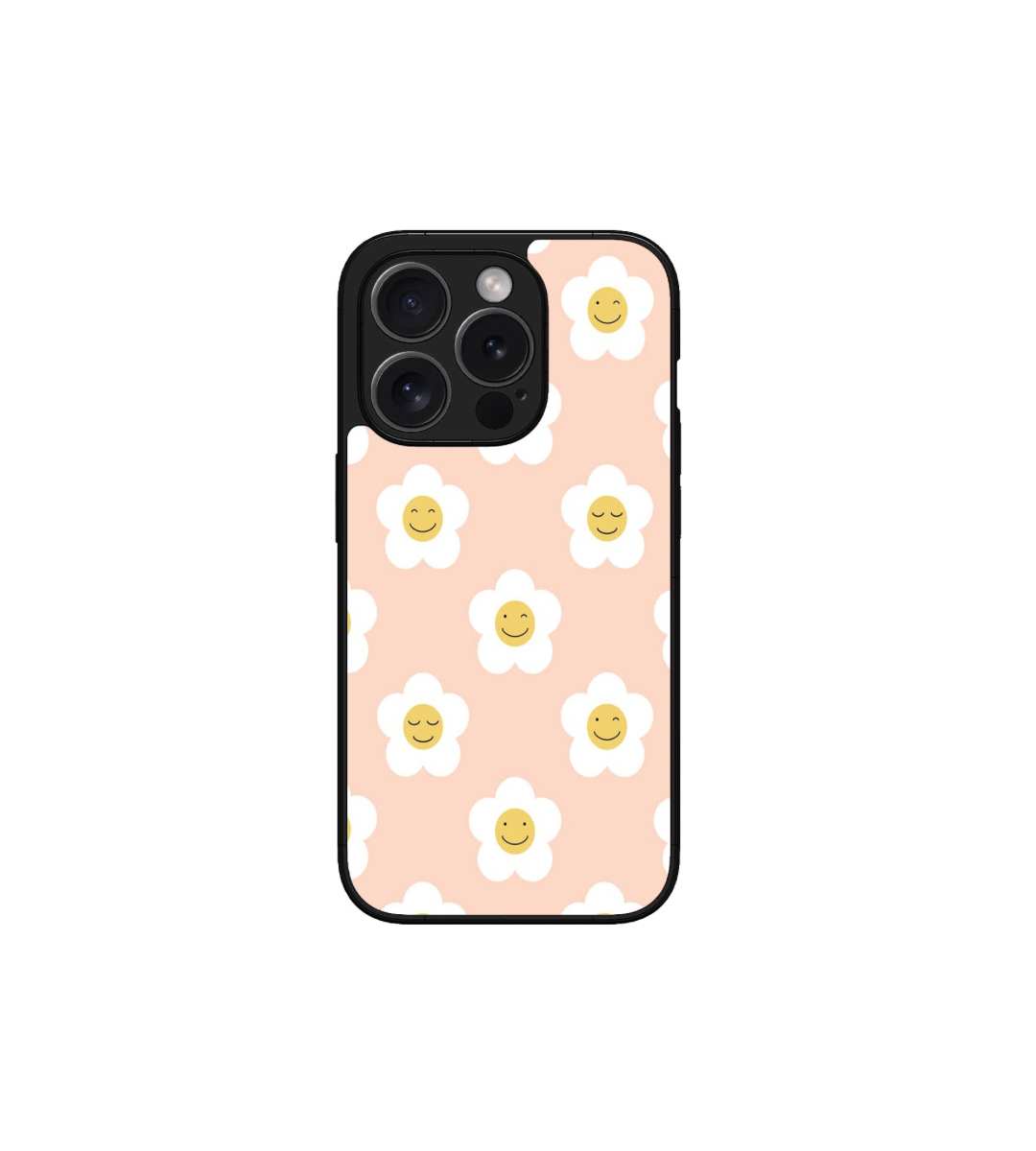 White Daisy Peach Custom Glossy Metal Bumper Case