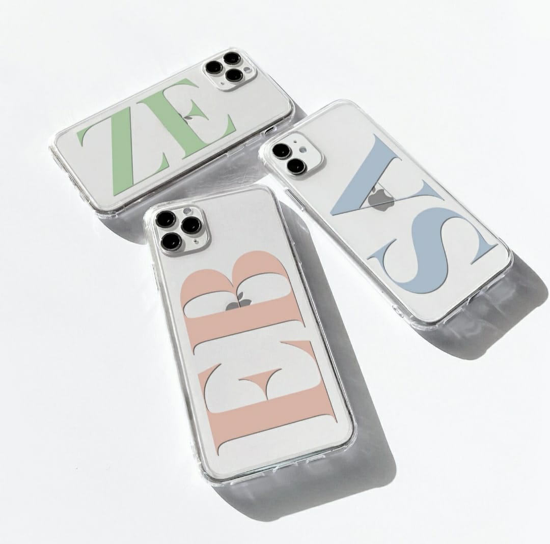 Cute Custom Initials Transparent Custom Slim Soft Phone Cases