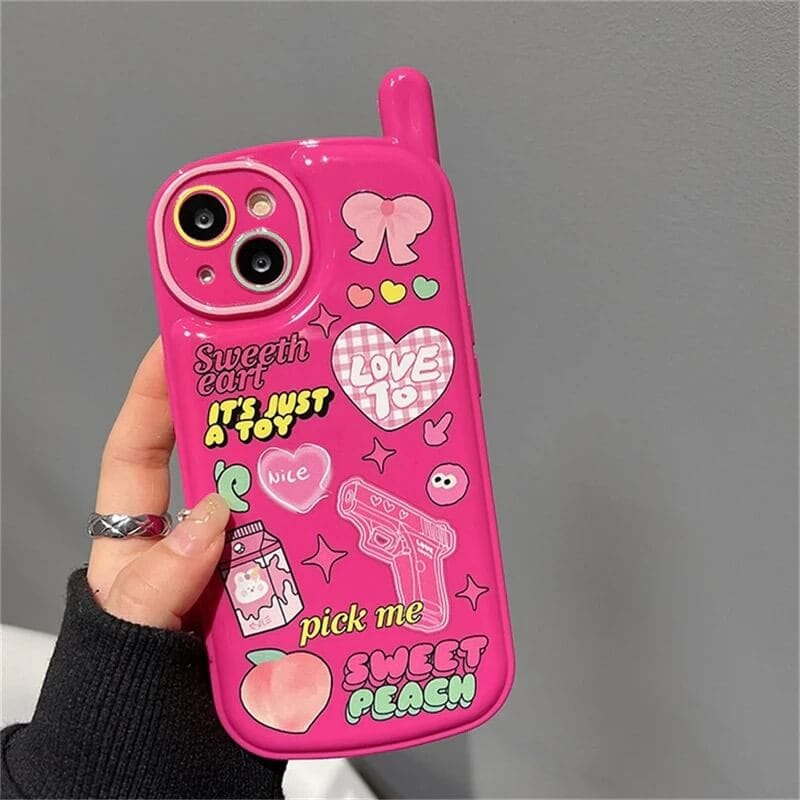 3D Cute Pink Cellphone Silicone iPhone Case