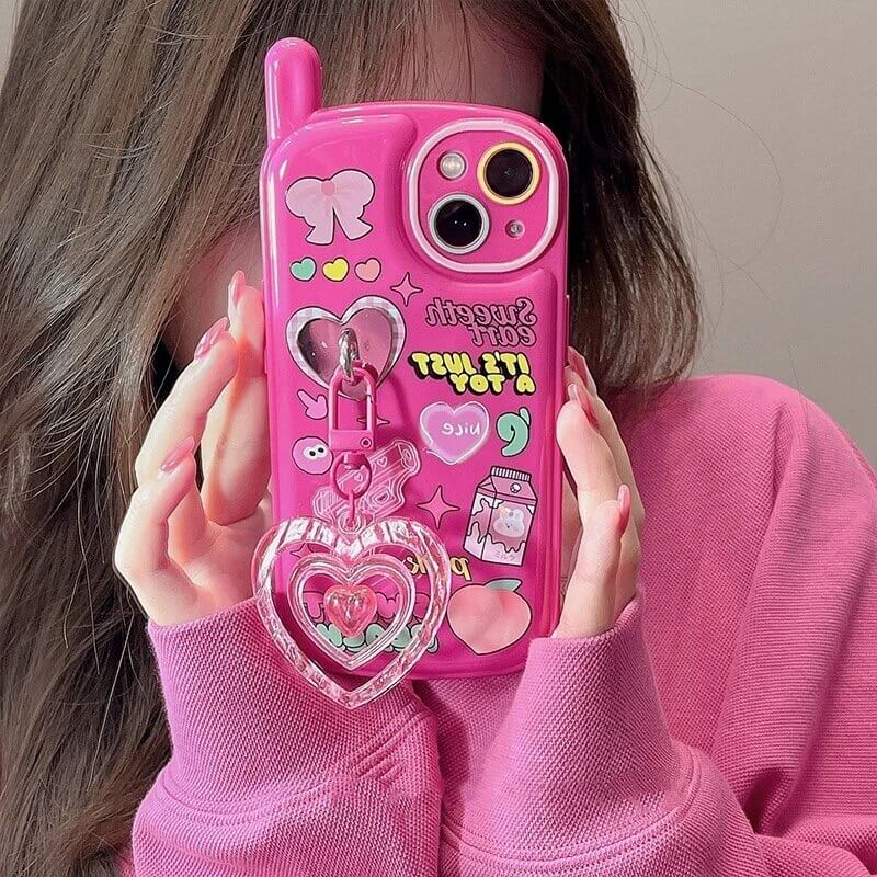 3D Cute Pink Cellphone Silicone iPhone Case