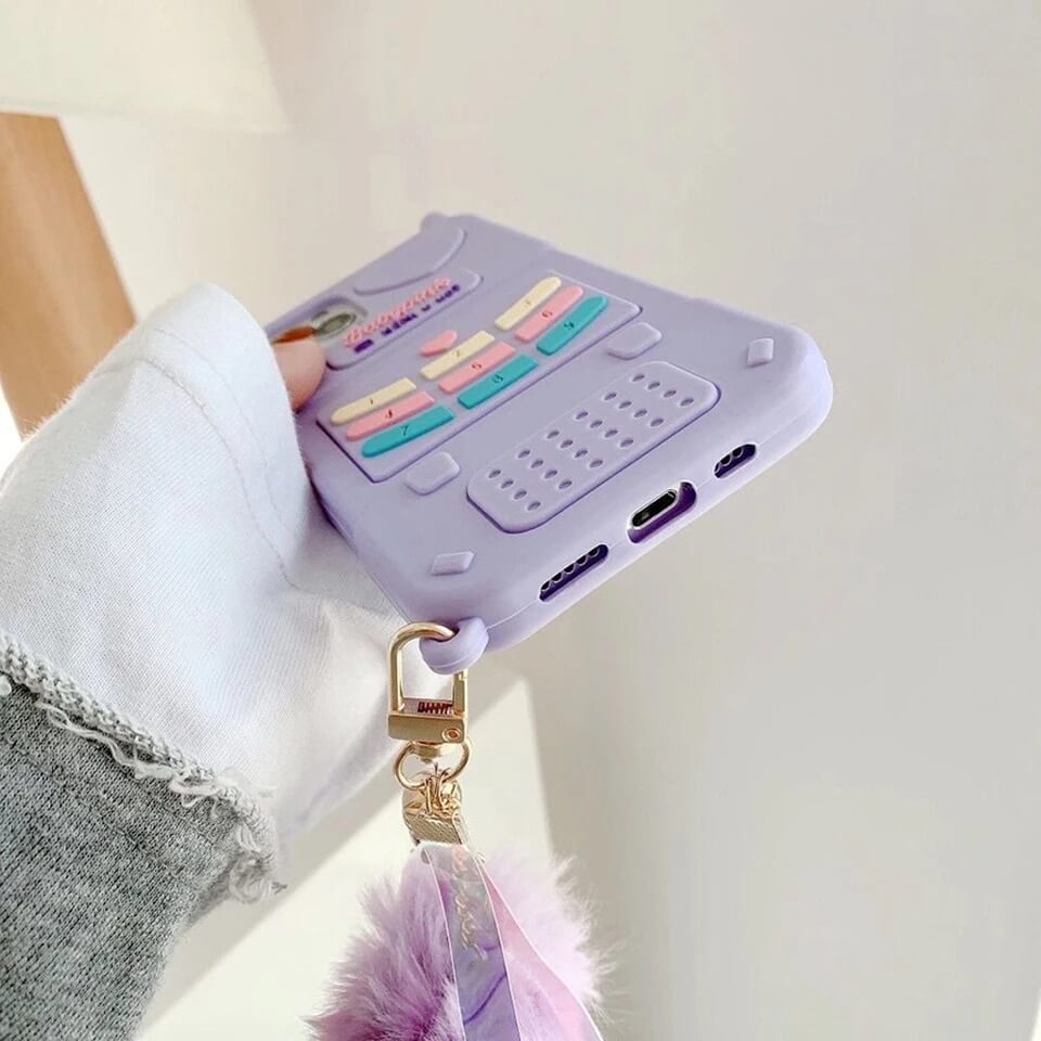 Mobile Cute Phone Rubber Case With Fur Pendant