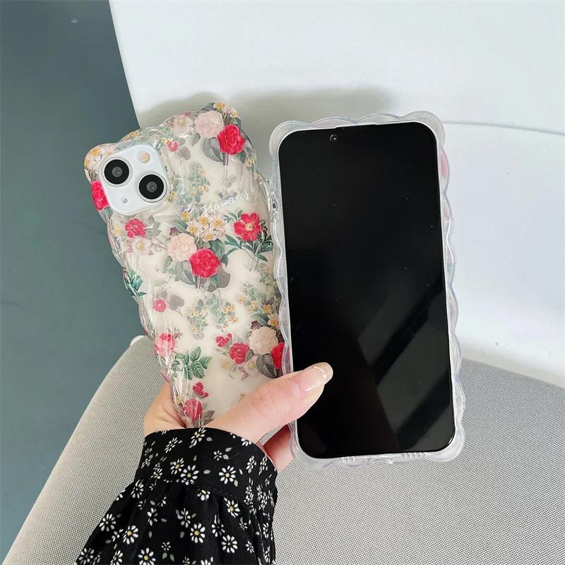 Retro Cute Floral Spiral Border Transparent Soft Case