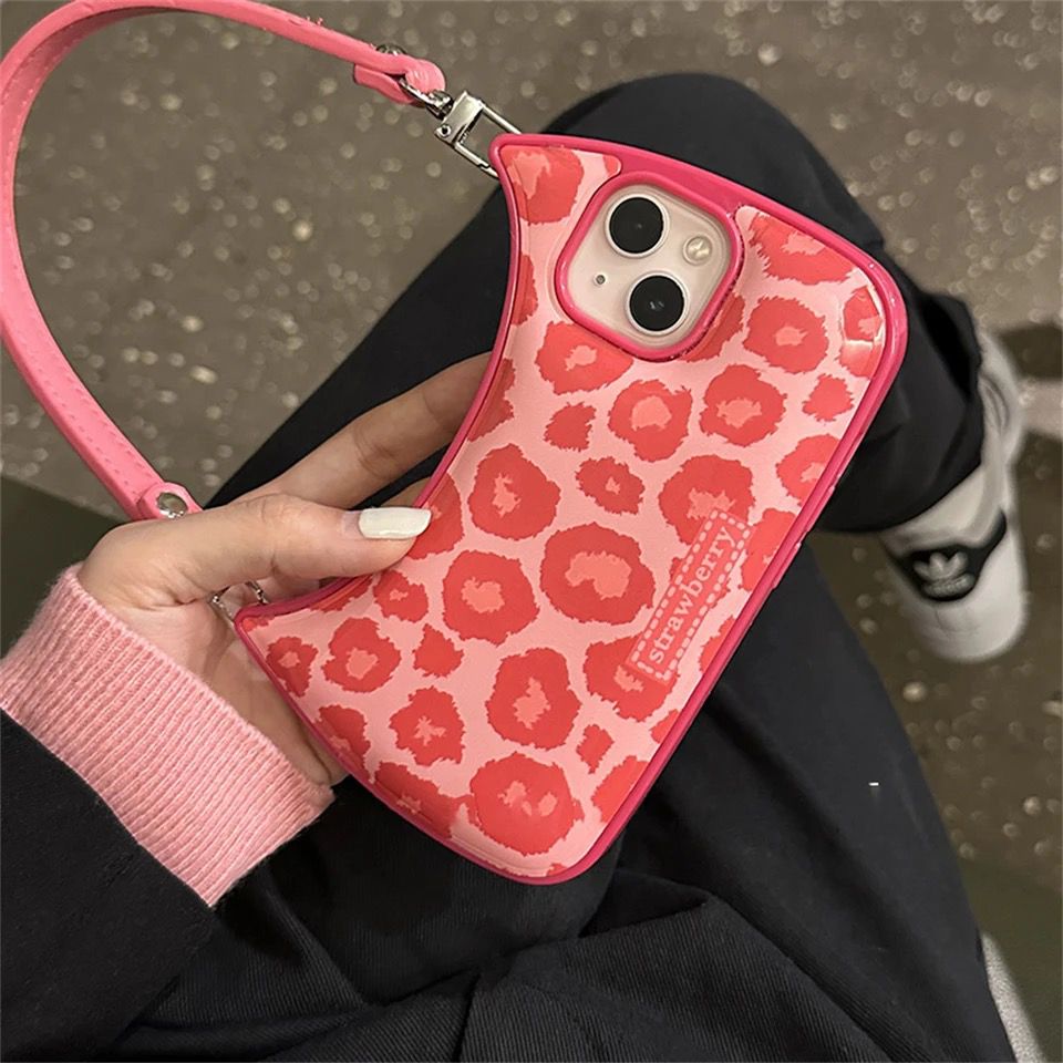 Pink Leopard Handbag Matte Soft Cushion Silicone Case