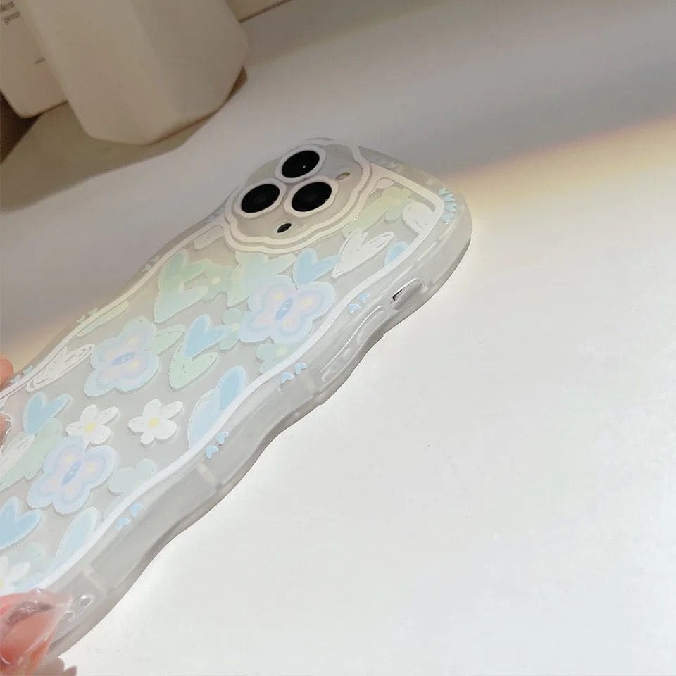 Cute Floral Butterfly Crystal Lanyard Charm Transparent iPhone Soft Case