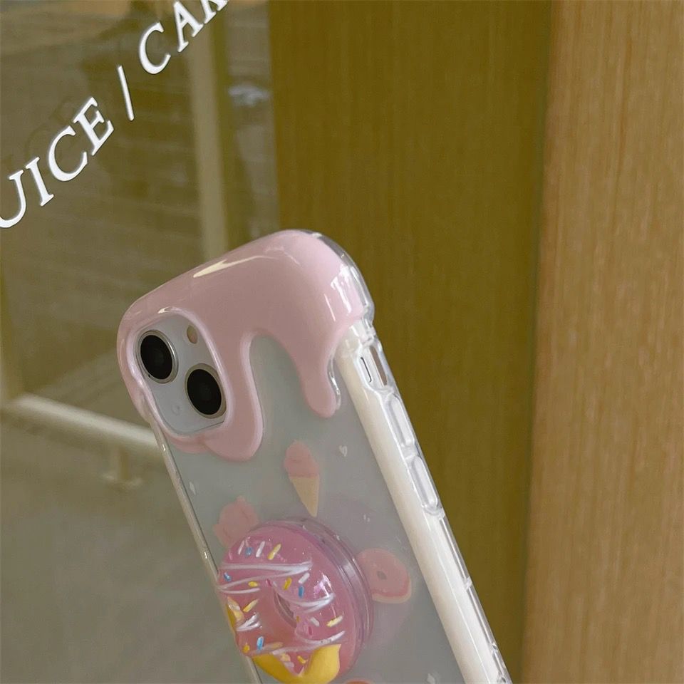 Cute 3D Donut Holder Stand Melted Ice Cream iPhone Case